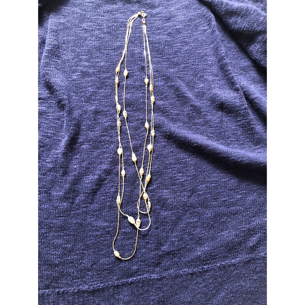 Triple Strand Gold Tone W/ Gray Pearl Beads Made in Korea Interpur Necklace